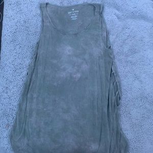 army green and white tie dye tank